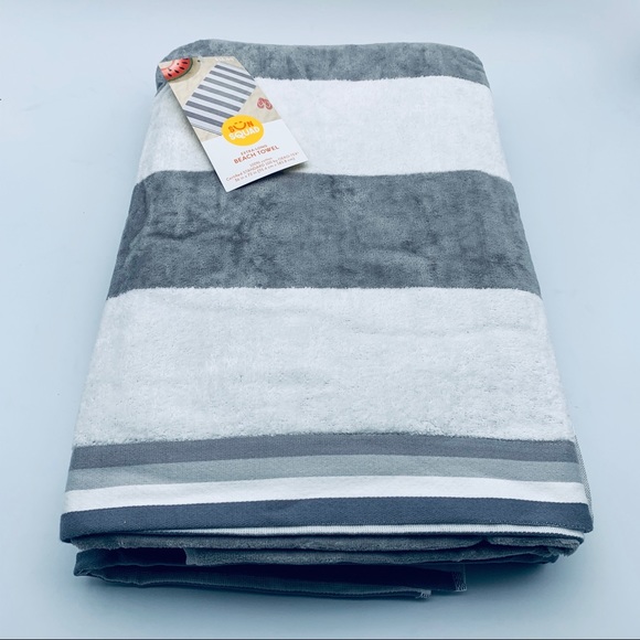 Sun Squad Bath 2 Stripe Beach Bath Towels Xlong 36x72 Nwt Cotton
